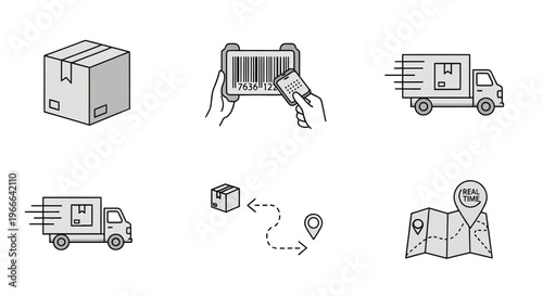 Real-time package tracking on a map with truck and delivery icons