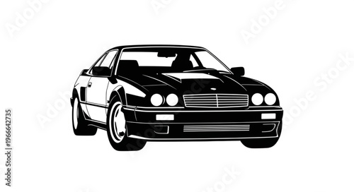 Classic Black Sports Car Illustration.