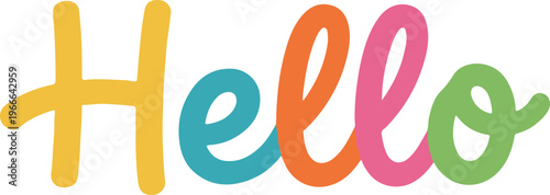 Hello Lettering Illustration Handwritten Greeting Text Vector