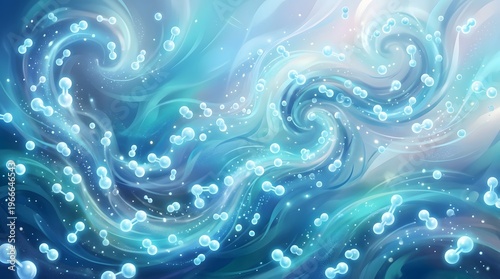 blue wavy and bubbles abstract illustration vector digital design background wallpaper banner