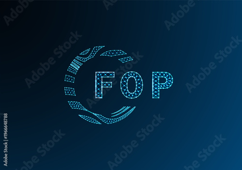 Quadro su tela FOP low poly letter logo vector design