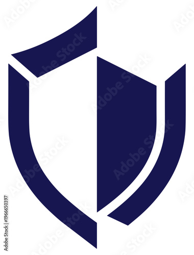 Blue shield silhouette with transparent background