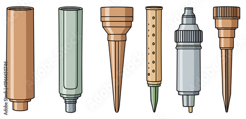 Set of various tubes and pipettes with transparent background