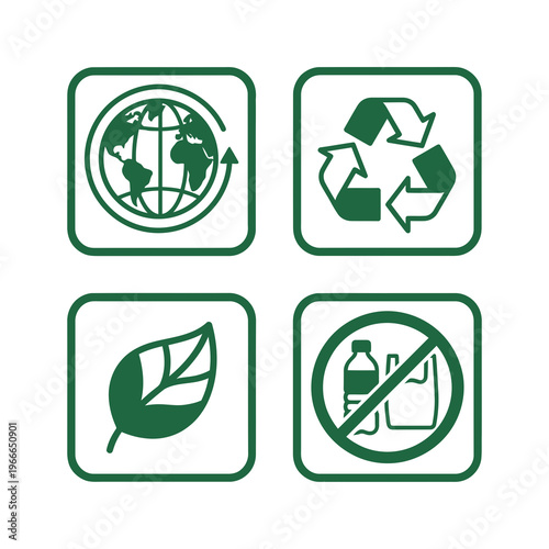 Eco Friendly Symbols Green Icons.