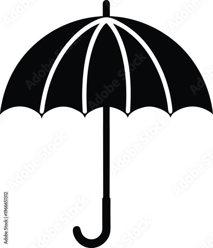 lighting umbrella silhouette vector art illustration, black and white design