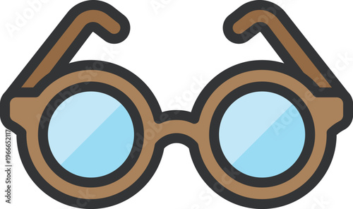 老眼鏡のアイコン（線画カラー）のイラスト
