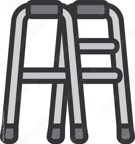 歩行器のアイコン（線画カラー）のイラスト