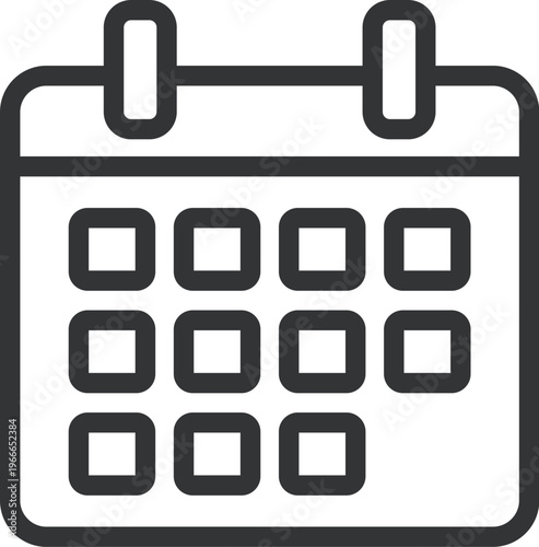 シンプルな、カレンダーのアイコン（線画）のイラスト
