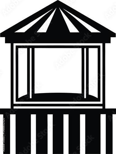 Ticket booth silhouette vector art illustration