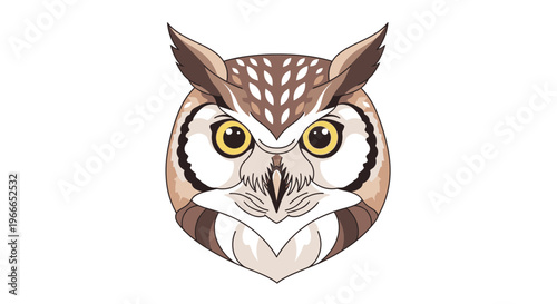 Owl Face Illustration Art.