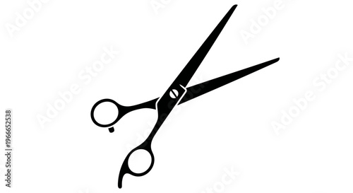 Black scissors depicted in a striking minimalist silhouette