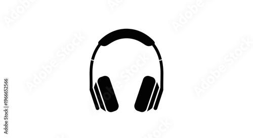 Black headphones graphic on a white background a stark silhouette