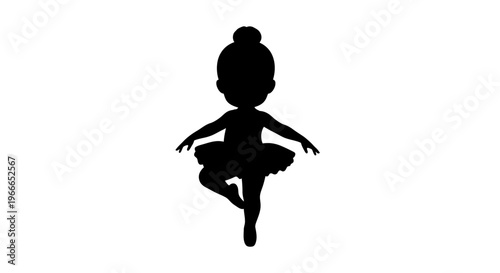 Charming little girl with a topknot depicted in black silhouette