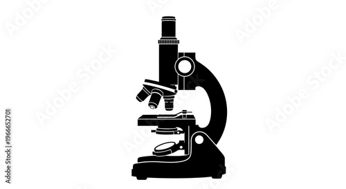 Detailed black microscope illustration a striking scientific equipment silhouette