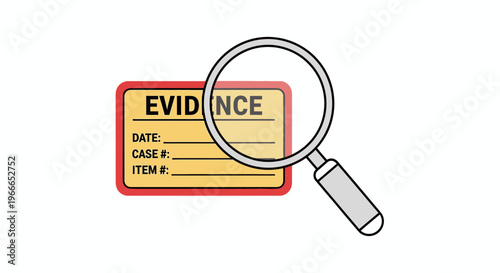 Evidence Label Under Magnifying Glass.