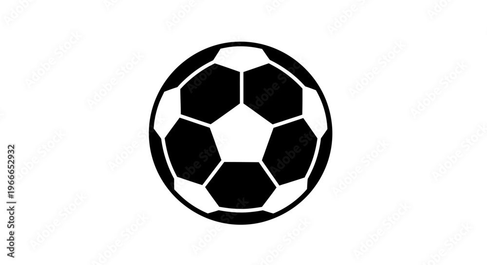 Fototapeta premium Classic black and white soccer ball design presented as a silhouette