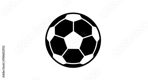 Classic black and white soccer ball design presented as a silhouette