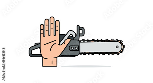 Hand Stopping Chainsaw Operation.