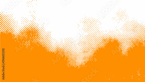 Abstract halftone orange vibrant design element and dynamic background and textured artistry and graphical style and modern illustration and creative artwork.