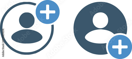 user add profile icon outline circle plus sign person glyph set