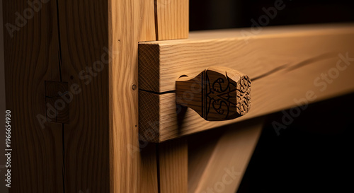 Intricate wooden joinery showcasing skilled craftsmanship in a light-toned timber structure
