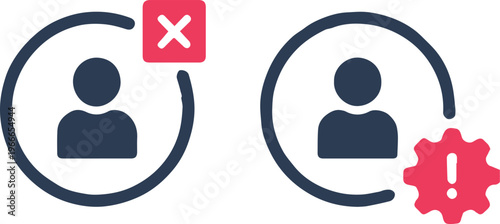 user profile status icons showing error warning and settings alerts ui