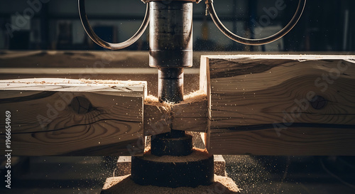 Precision CNC machining of wooden beams for construction and manufacturing industry