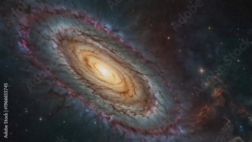 a giant spiral galaxy located in the dark depths of space.