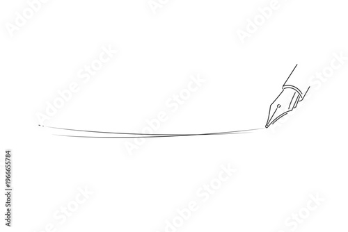 万年筆と二重線のイラスト―タイトルや見出しの装飾に使える素材