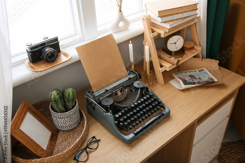 Workplace with burning cand...