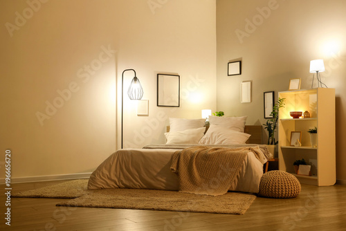 Interior of cozy bedroom wi...