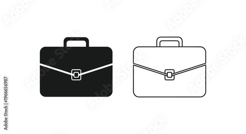 a black and white briefcase icon set Vector