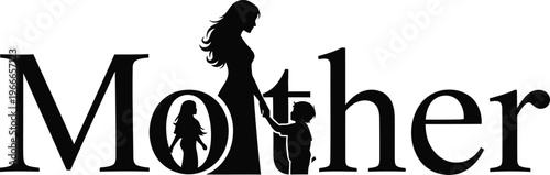 Mother silhouette graphic with family theme