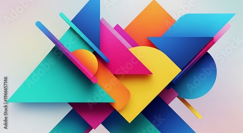 Abstract geometric composition colorful overlapping shapes for modern design