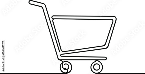 A simple line drawing of a shopping cart