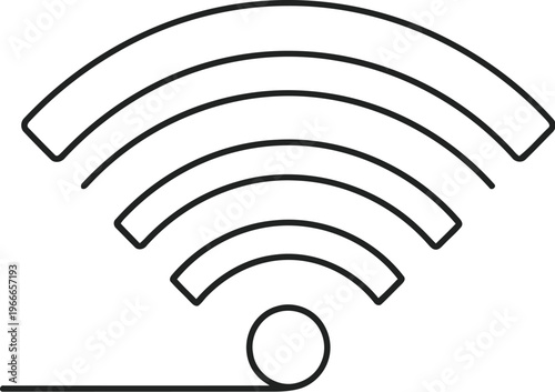 Black line drawing of a wifi symbol