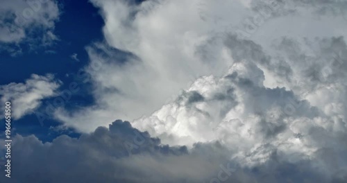 Clouds moving across the sky. Atmosphere. Stratosphere