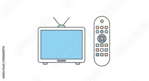 Television with remote control device.