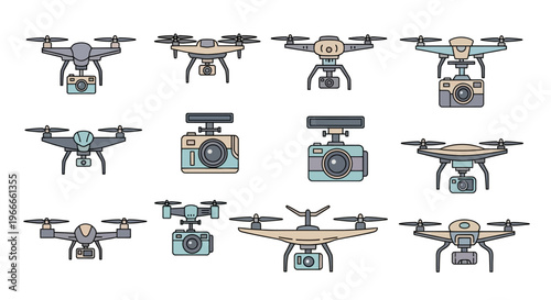 Drones and Camera Equipment Aerial Technology.