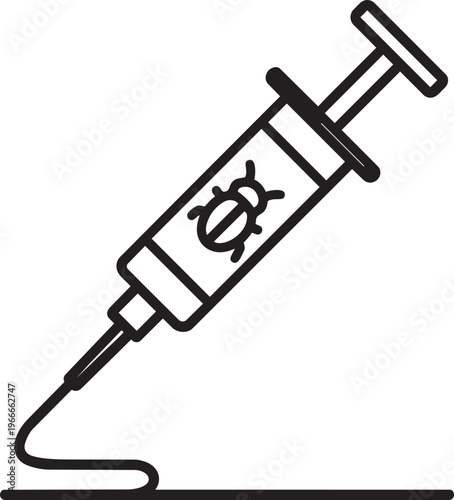 Syringe injecting chemical poison gel onto floor surface for effective domestic pest eradication line icon vector