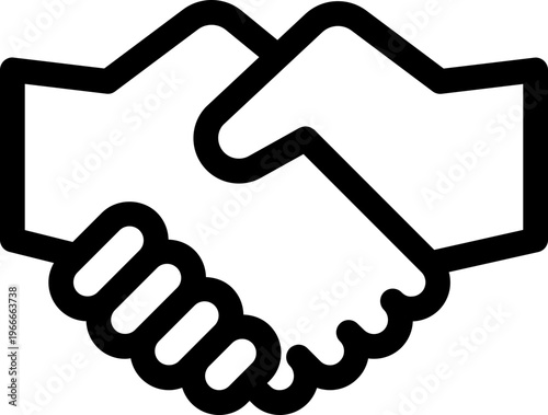 ビジネスの成約・信頼・協力を象徴する握手アイコンセット（モノクロ・線画・シルエット・シンプル・ベクター）