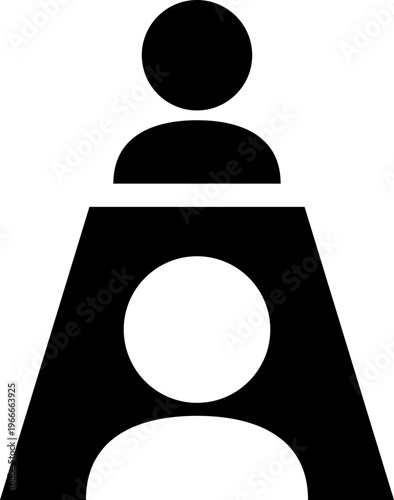 対面での対話や面談を表現した人物シルエットアイコン（モノクロ・一対一・接客・面接・ビジネス）