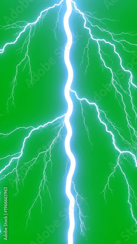 Electric lightning bolt on green background