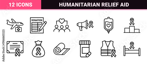 Humanitarian Aid and Social Charity Minimalist Monoline Geometric Line Art for Non-Profit Organizations and Community Support Projects