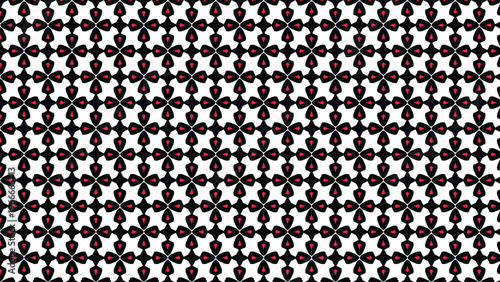 Black Red Floral Geometric Seamless Pattern for Textile and Wallpaper