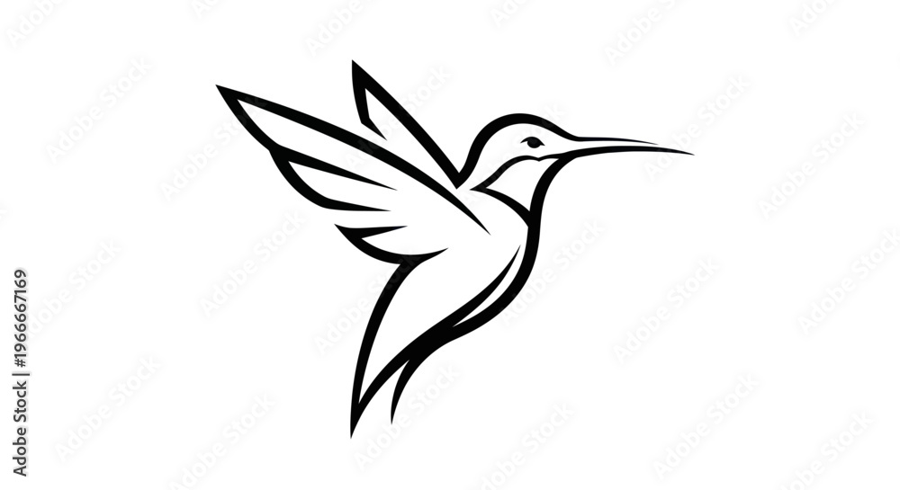 Obraz premium Elegant vector illustration of a hummingbird in flight black and white design