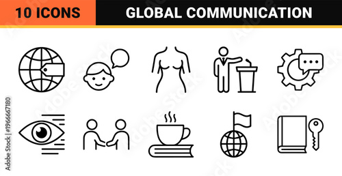 Global Language Education and Translation Services Minimalist Monoline Geometric Line Art for Linguistic Apps and Academic Design.