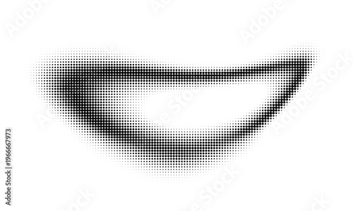 Flowing Wave Dot Halftone Vector Pattern: Curve Gradient Shape on Transparent Overlay Background. Suitable for AI, Tech, Network, Digital, Science
