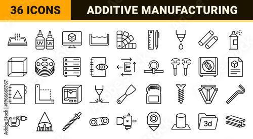 Additive Manufacturing and 3D Printing Technology Minimalist Monoline Geometric Line Art for Digital Fabrication and Rapid Prototyping