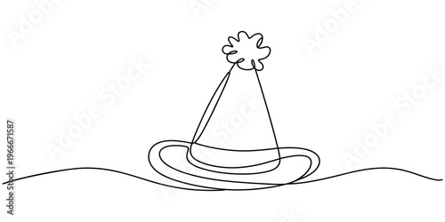 One continuous line drawing clown hat vector. Clown hat single line art design, Jester Hat Doodle, Jester Hat continuous one line drawing